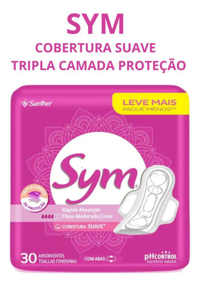 Absorvente Sym Com Abas Suave 30 Unidades 1