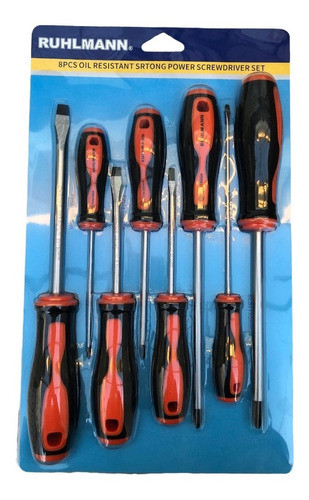 Juego Destornilladores Phillips Planos 8pz Ruhlmann D Fuerza 0