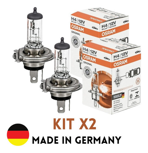 Kit Lampara Foco H4 Osram Halogena Original Alta Y Baja 12v 1
