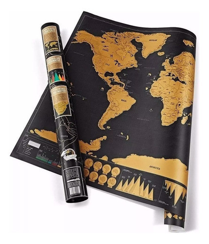 Regalo Ideal Mapa Raspa Negro Mundial Recuerdo De Vieja 1