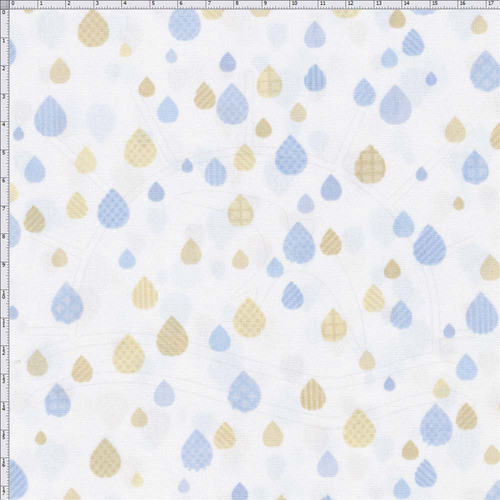 Tecido Tricoline - Geo Sky: Gotas Azul Claro (0,50x1,40) 0