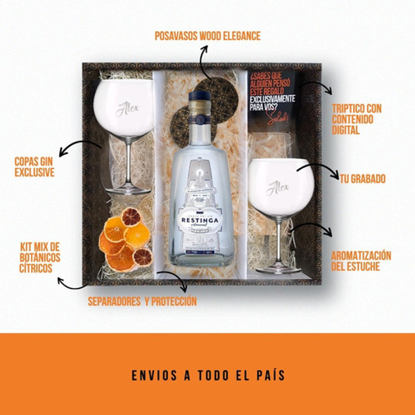 Kit Regalo Gin Restinga Box + 2 Copas Transparentes 1