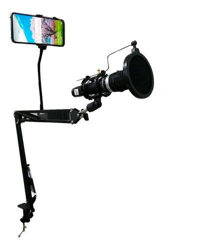 Pedestal Suporte Mesa Articulado P/microfone Celular Stud Nf 0