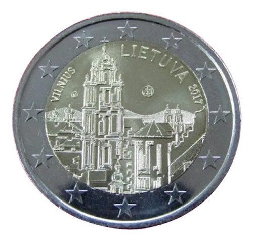 Lituania Moneda Bimetalica 2 Euros 2017 Unc Vilnius 0