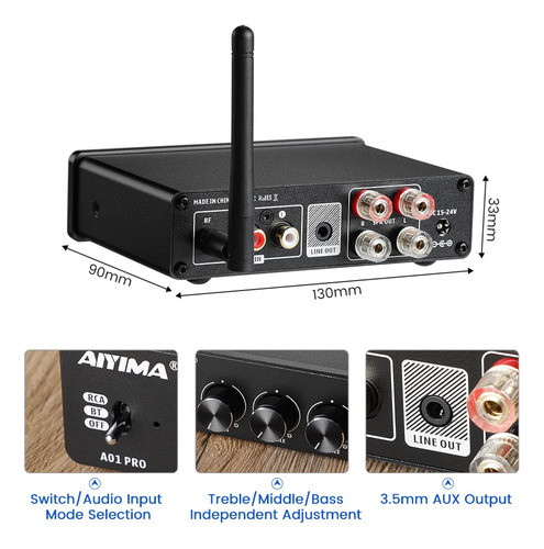 Aiyima Amplificador De Potencia A01 Pro 100w X 2 Bluetooth 5 1