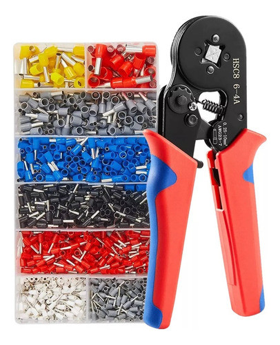 Kit Alicate Prensa Tubular Terminal Ilhós 0,25mm² Até 10mm² 0