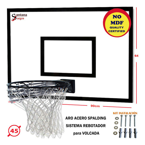 Tablero Basket Aro Reglamentario Heavy Steel Santana Juegos 1