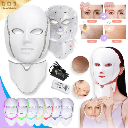 Máscara Led Facial + Cuello 7 Anti Age Arrugas Rosacea Acne 1