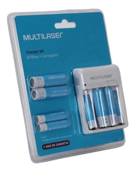 Carregador De Pilhas Multilaser Aa/aaa + 4 Aa + 4 Aaa Bivolt 0