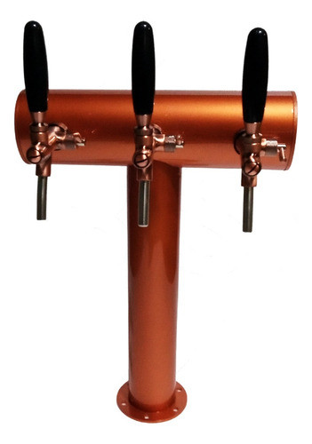 Pilón T Color Cobre + 3 Canillas Doble Acción Color Cobre 0