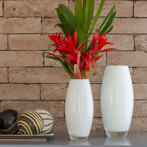 Vaso Oliva G Leitoso Branco Murano Cristais Cadoro 1