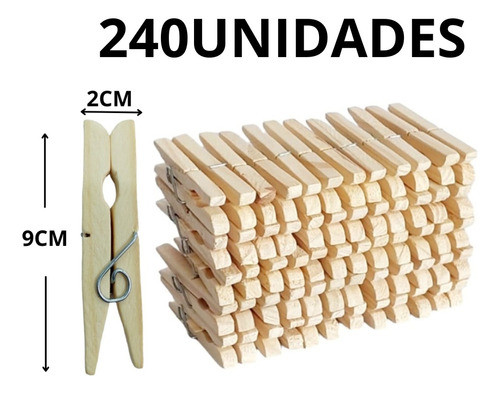 240 Prendedor Grande Para Roupas De Madeira  Resistente 1