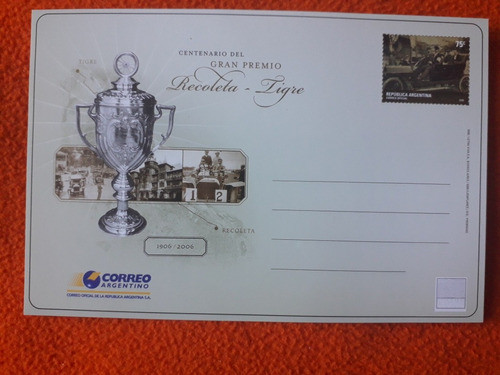 Tarjeta Por El Centenario Del Gran Premio De Recoleta- Tigre 0