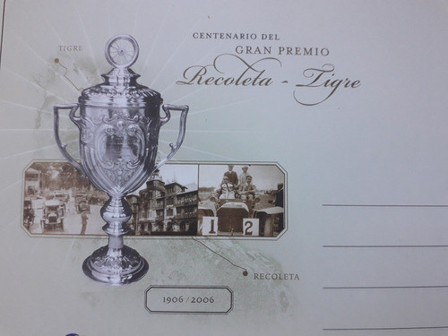Tarjeta Por El Centenario Del Gran Premio De Recoleta- Tigre 1