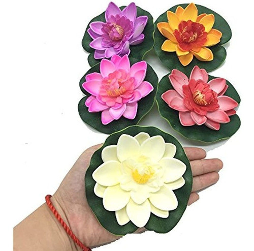 Huele 5pcs / Set Flotante Artificial Flores De Loto Decoraci 0