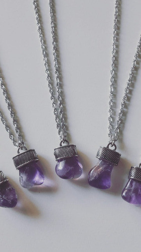 Collar De Piedra Energética Amatista (acero Quirúrgico) 1
