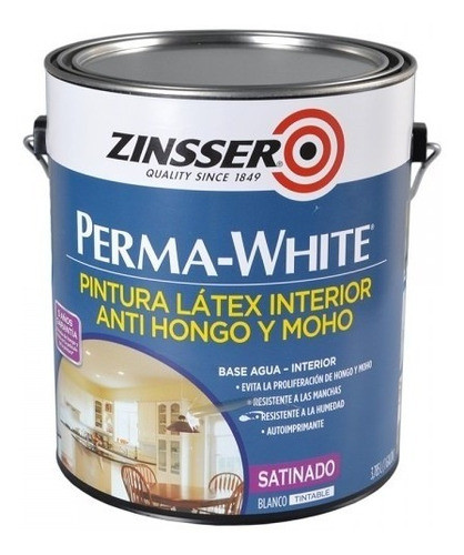 Pintura Antihongos, Perma-white, Zinsser. Satinado. 0.9lts 0