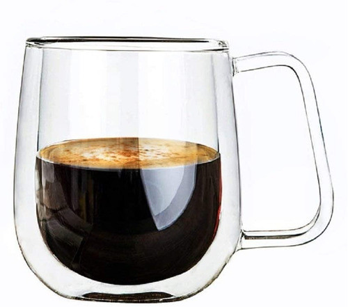 1 Taza De Vidrio Doble Pared Aislamiento C/ Asa Té Café 0