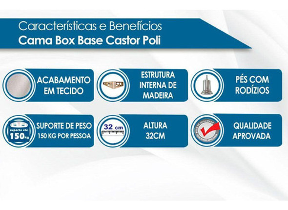 Cama Box Base Queen Poli Tecido Black (158x198x23) - Castor 1