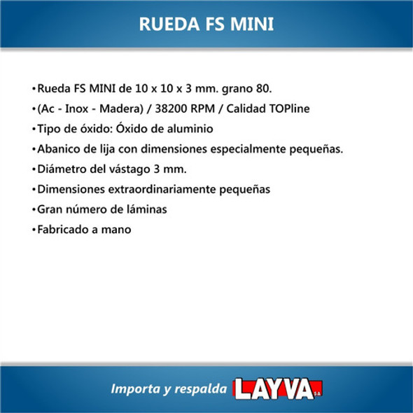 791266 Rueda Mini 10x10x3mm Gr 80 Rhodius Alemania Layva 1