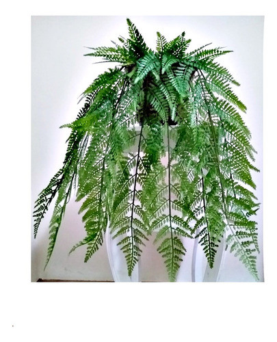 Samambaia Rendada Artificial No Vaso Vime Sintético Estante 0
