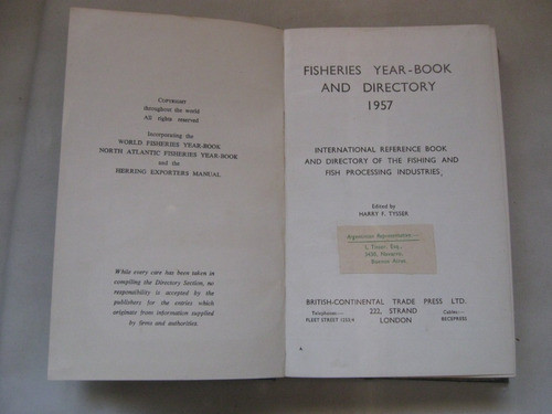 Anuario Y Directorio De Pesca 1957, Ingles. Fisheries Book 1
