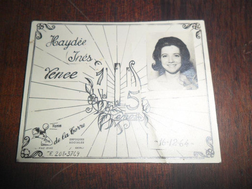 Antigua Foto Fotografia Haydee Ines Vence 1964 De La Torre 0