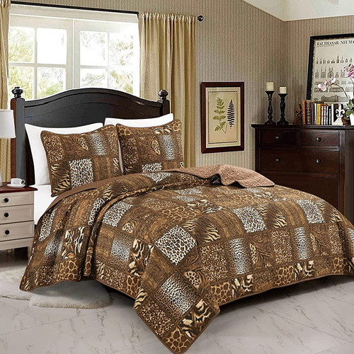 Wpm World Products Mart 3 Piezas Animal Print Bedcolcha Leop 0