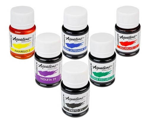 Aqualine Corfix Aquarela Líquida 37ml 6 Cores 1