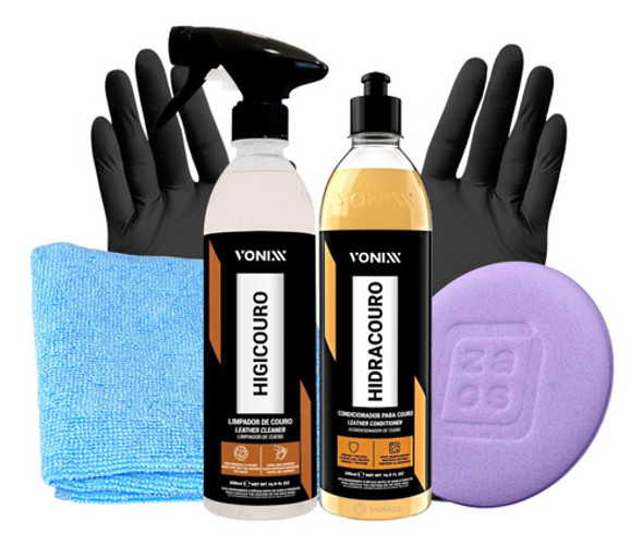Kit Limpa Hidrata E Higieniza Couro Vonixx Aplicador Flanela 0