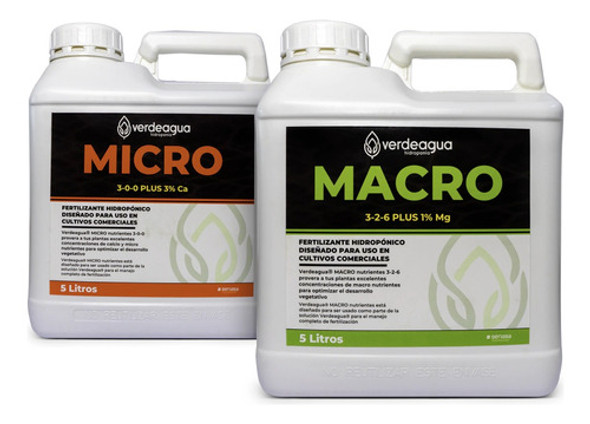 Kit Nutrientes Hidroponia Verdeagua Macro + Micro 5 Litros 0