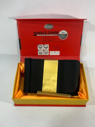 Cubre Volante Auto Cuero Original 38cm Coser Atar Negro M204 1
