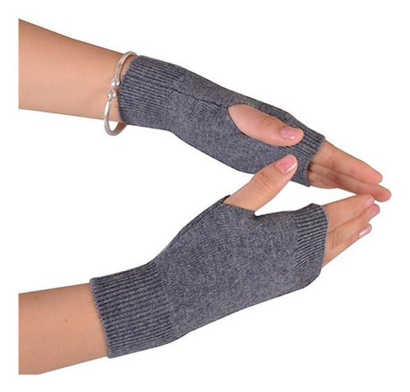 Guantes Sin Dedos De Lana Color  Gris 0