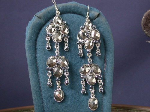 Caravanas Largas Cristales Supbrillo Chandellier Negras Luli 1