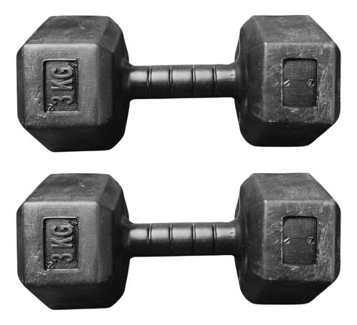 Kit 2 Mancuernas Hexagonales 3kg Entrenamiento | Fitness Gym 0