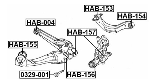 Bujes (2) Tensor Trasero Honda Civic 2006/2011 Hab-153 0
