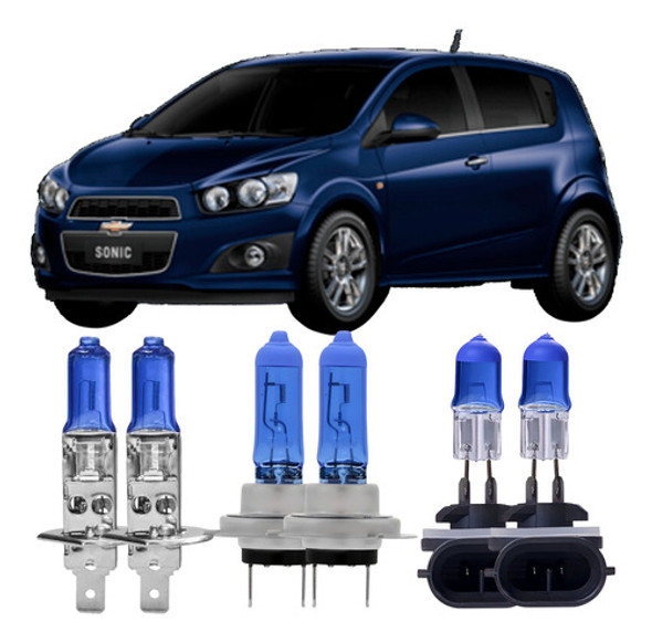 Kit Lâmpada Super Branca Gm Sonic 12 A 14 Techone H7 H1 H27 0