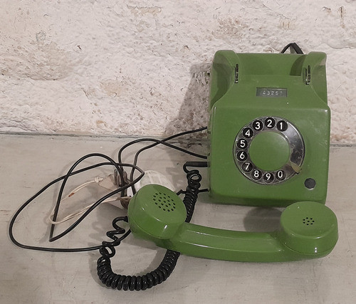 Antiguo Vintage Telefono Disco Antel Decada 1980 Color Verde 1