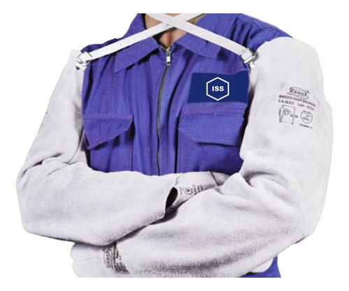 Mangote Raspa Couro Solda Soldador Epi Proteção Braço Fivela 0