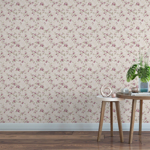 Papel De Parede Adesivo Floral Rosa Claro Delicado Quarto 1