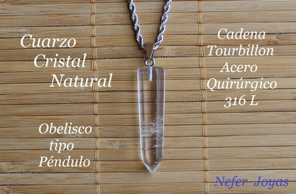 Cuarzo Cristal Péndulo Y Cadena Tourbillon Acero Quirúrgico 1