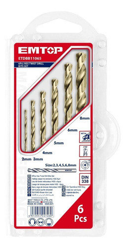 Juego Mechas Acero Rápido Metal 2 A 8 Mm 6pzas Emtop 0