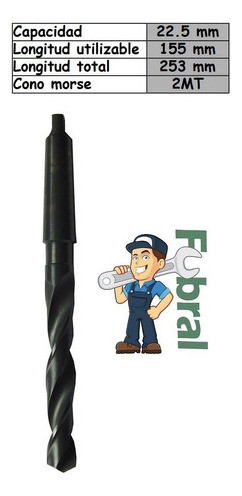 Mecha Conica Hss Para Metal De 22.5mm Fubral 0