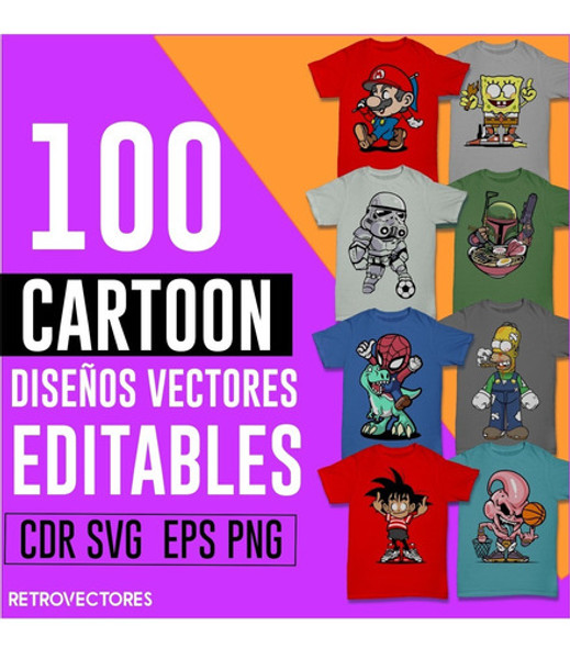 Pack Vectores Diseños Cartoon Kit 2023 Sublimar Serigrafia 0