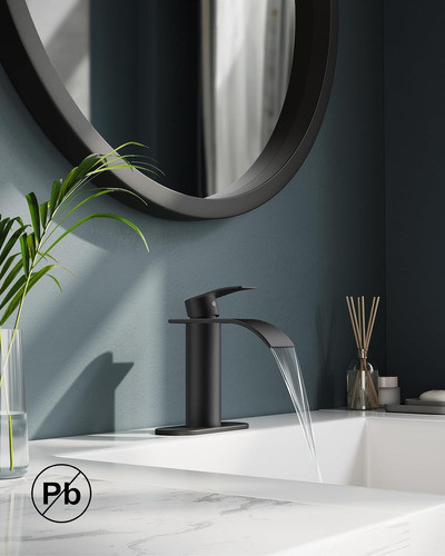 Grifo Baño Un Solo Orificio Negro Grifo Baño Cascada Negro M 1