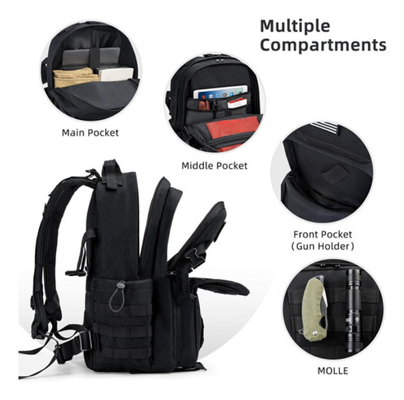 Mochila Tactica Militar De 40l Para 3 Dias Negro Cvlife 1