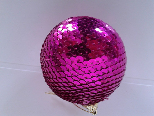 Bola Globo Adorno Lentejuelas Navidad Fuxia Nuevo!!! 1
