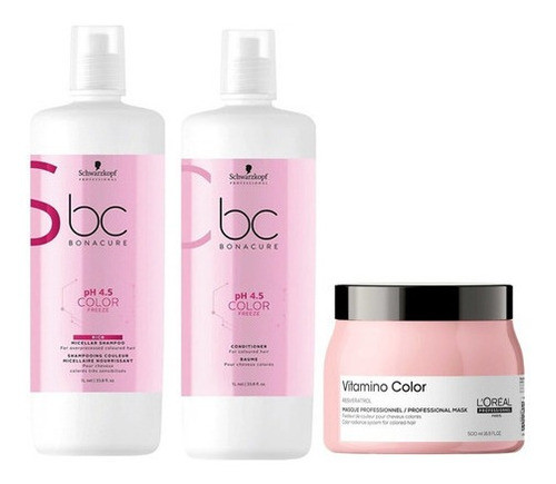 Shampoo + Enjuague Color Freeze Schwarzkopf + Baño Loreal 0