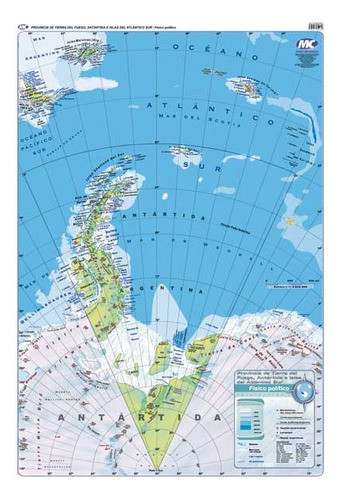 Mapa Antártida Argentina (div Política) Varillado 70x100cm 0