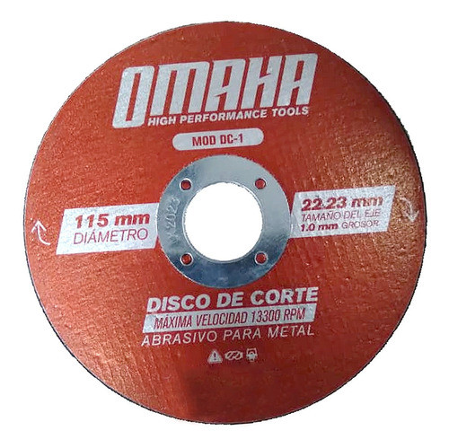 Disco De Corte Omaha 114x1.0x22.23 Mm Abrasivo Para Metales 0